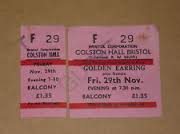 Golden Earring show ticket#F29 November 29, 1974 Bristol - Colston Hall
